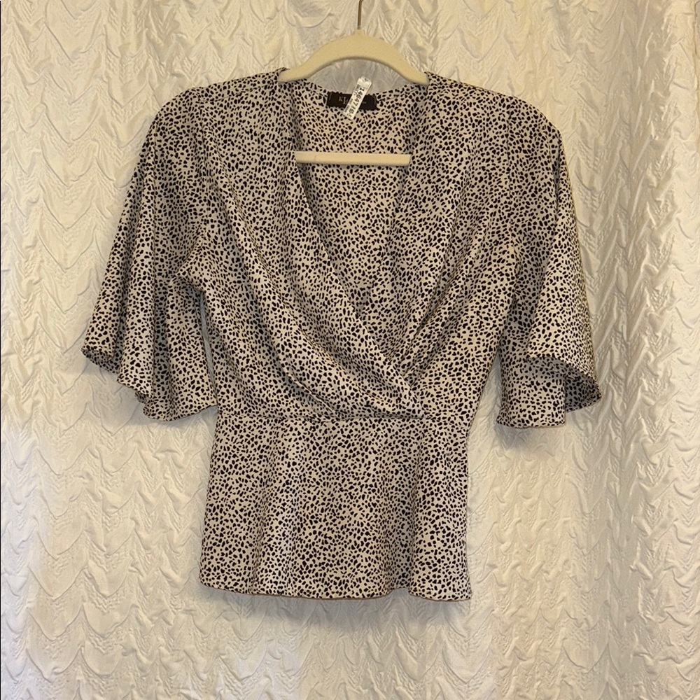 Chic Black and White Polka Dot Blouse